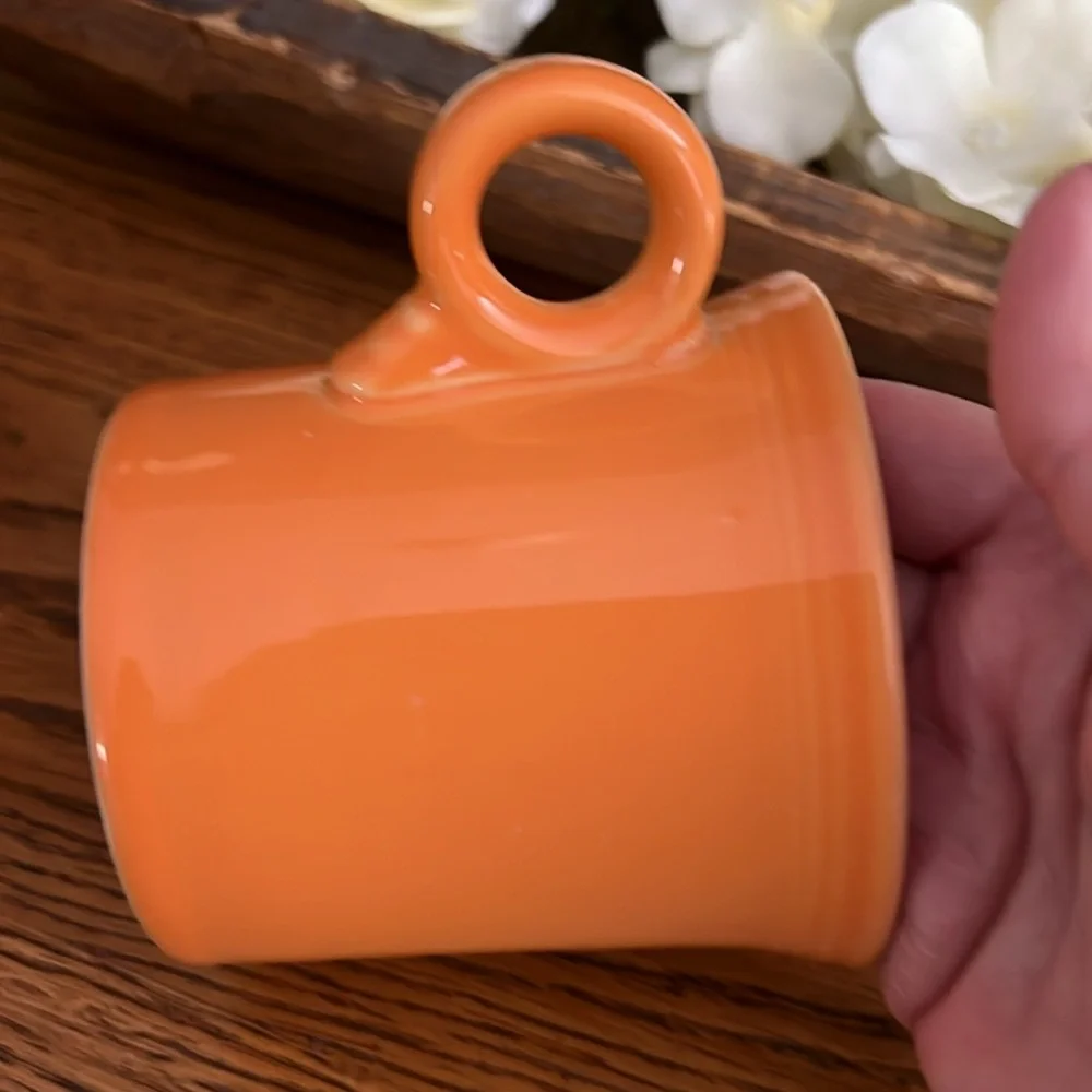 Fiesta HLC USA RETIRED TANGERINE 10 ounce coffee mugs with key hole handle - Picture 8 of 8